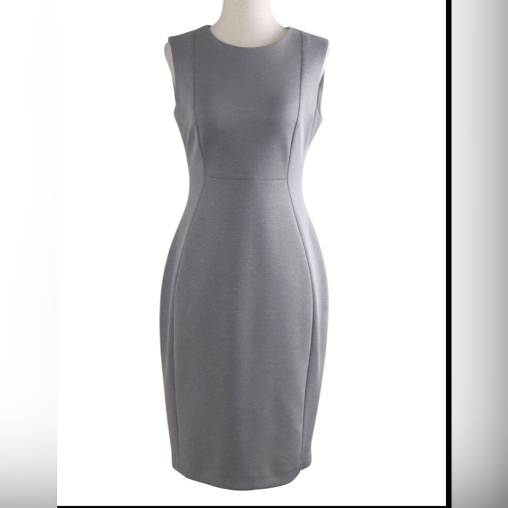 Calvin Klein Gray Sleeveless Sheath Midi Dress